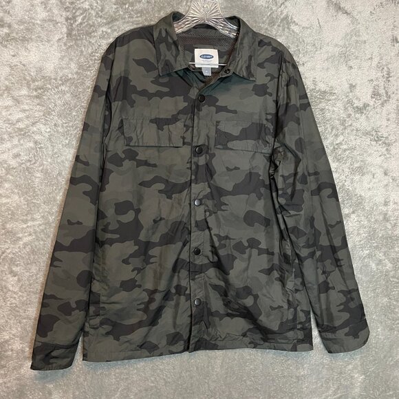 Old Navy Men Camo Active Mesh Lined Shacket Snap Front Lightweight Jacket M - Picture 1 of 13